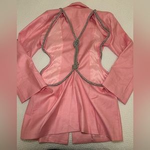 YG Collection Backless Pink Blazer Dress with Rhinestones, NWT